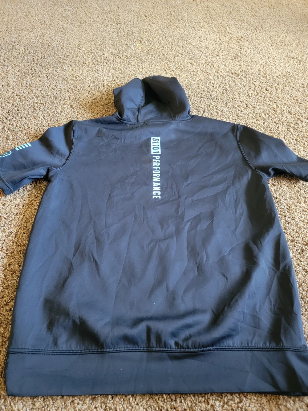BSBLSZN Short-Sleeve Hoodie in Black with Teal Logo Men's Small